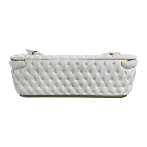 3 Seater Sofa Beige Velvet Fabric Solid Wood construction Gold Stainless Steel Trim