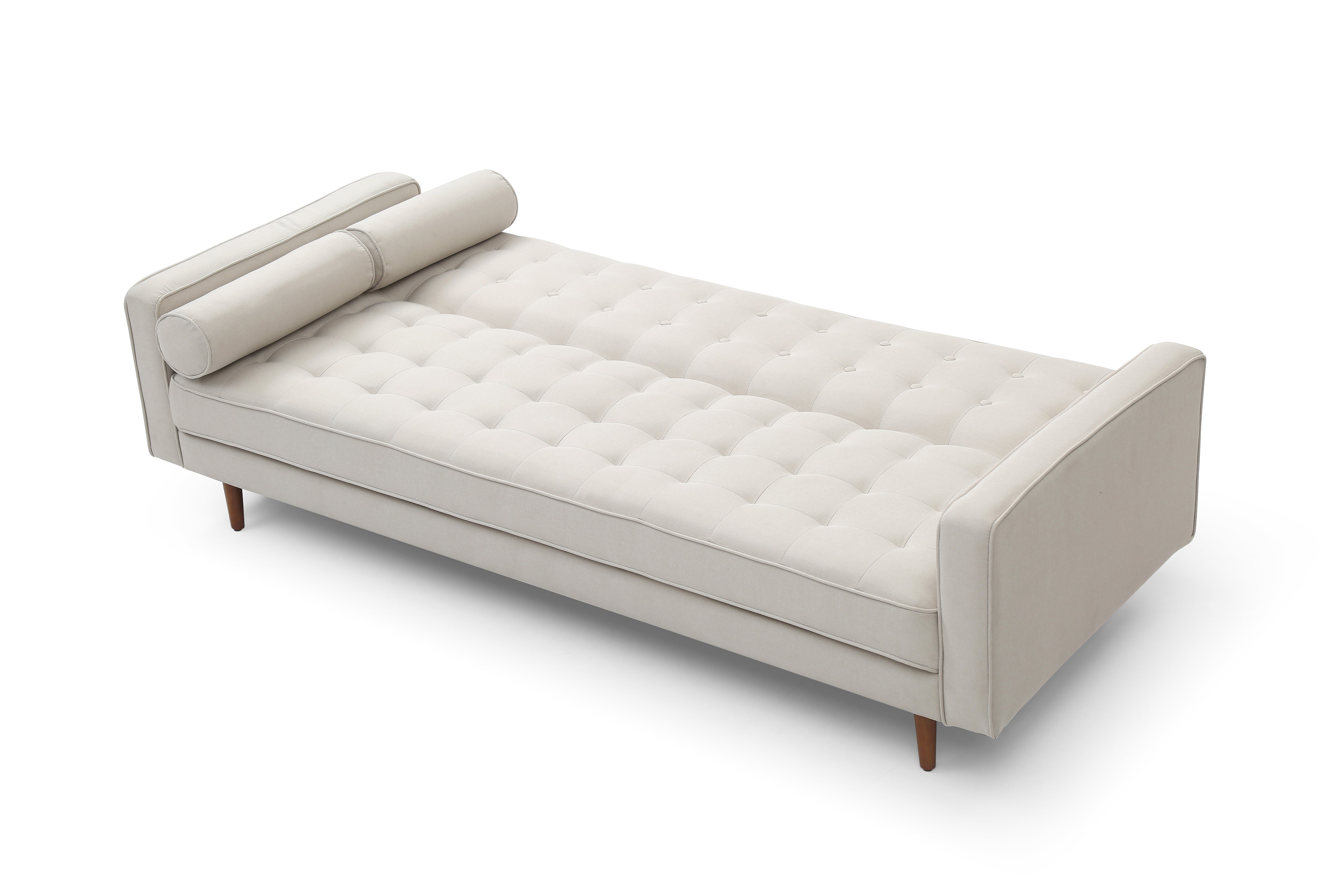 Sofa Bed 3 Seater Button Tufted Lounge Set for Living Room Couch in Fabric Beige Colour Chez Guru