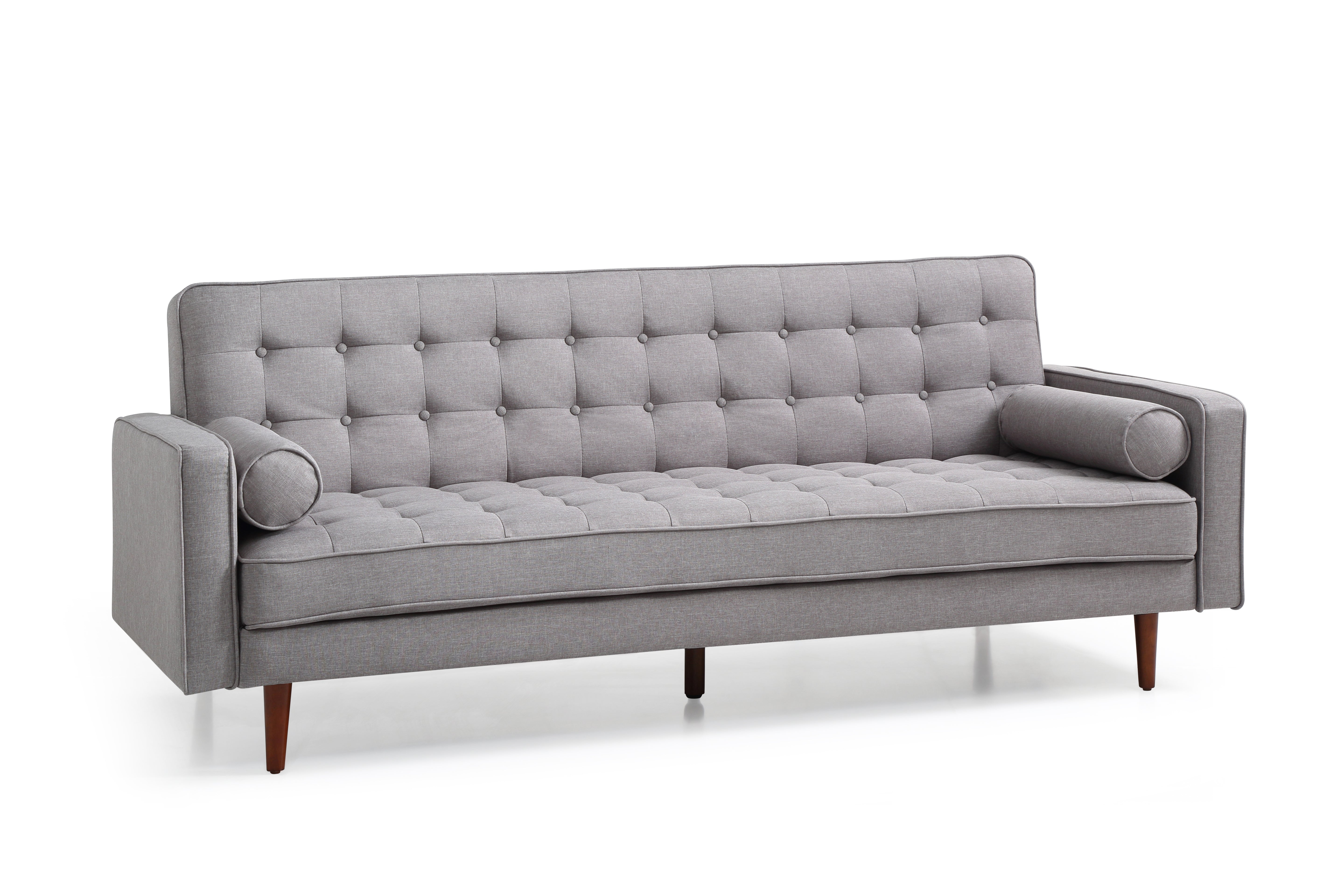 Sofa Bed 3 Seater Button Tufted Lounge Set for Living Room Couch in Fabric Grey Colour Chez Guru
