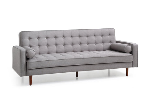 Sofa Bed 3 Seater Button Tufted Lounge Set for Living Room Couch in Fabric Grey Colour Chez Guru