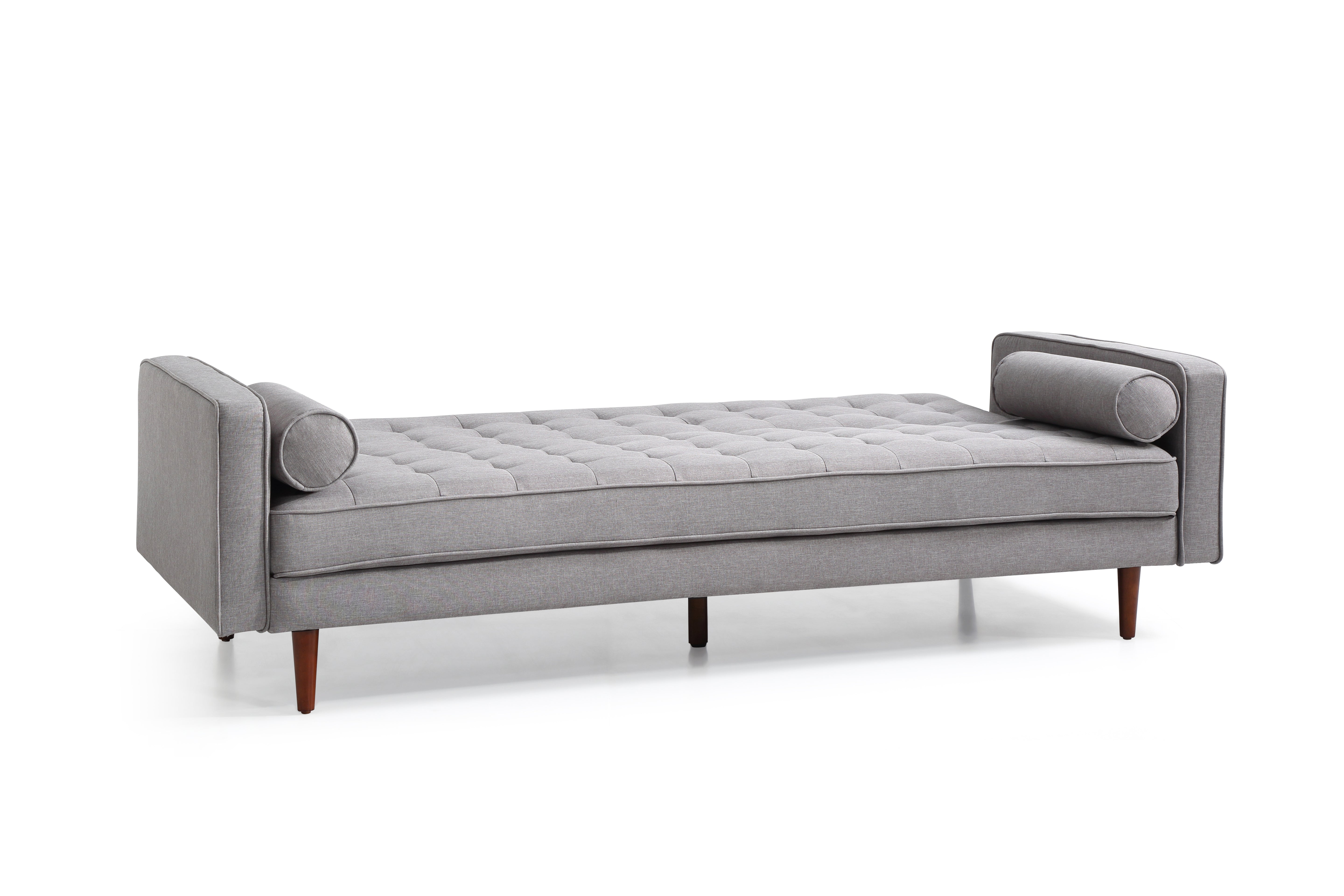Sofa Bed 3 Seater Button Tufted Lounge Set for Living Room Couch in Fabric Grey Colour Chez Guru