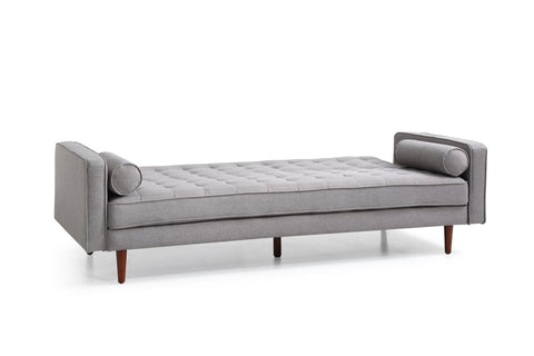 Sofa Bed 3 Seater Button Tufted Lounge Set for Living Room Couch in Fabric Grey Colour Chez Guru