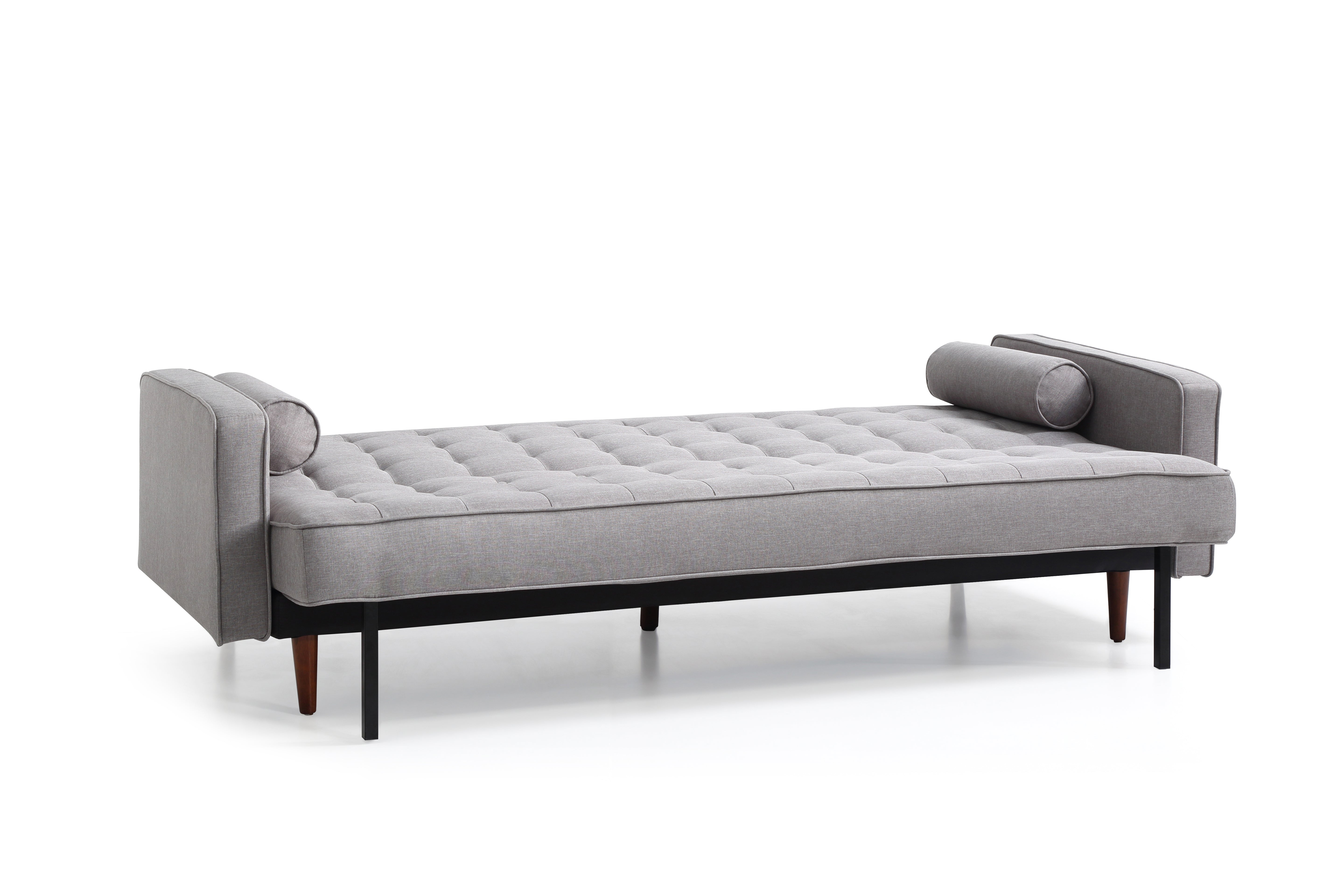 Sofa Bed 3 Seater Button Tufted Lounge Set for Living Room Couch in Fabric Grey Colour Chez Guru