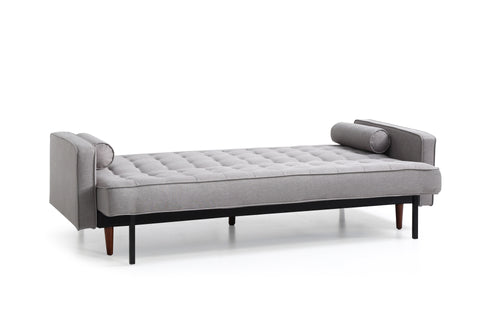 Sofa Bed 3 Seater Button Tufted Lounge Set for Living Room Couch in Fabric Grey Colour Chez Guru