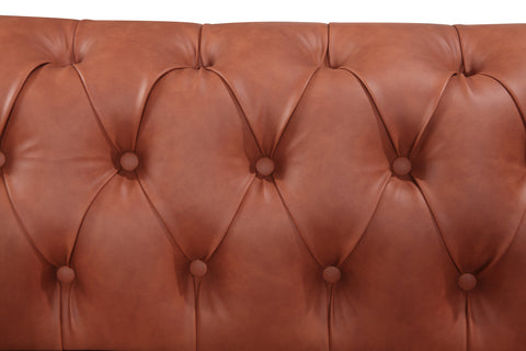 2 Seater Brown Sofa Lounge Button Tufted in Faux Leather Chez Guru