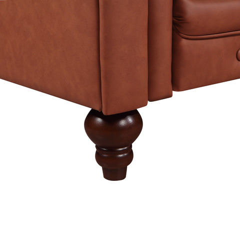 2 Seater Brown Sofa Lounge Button Tufted in Faux Leather Chez Guru
