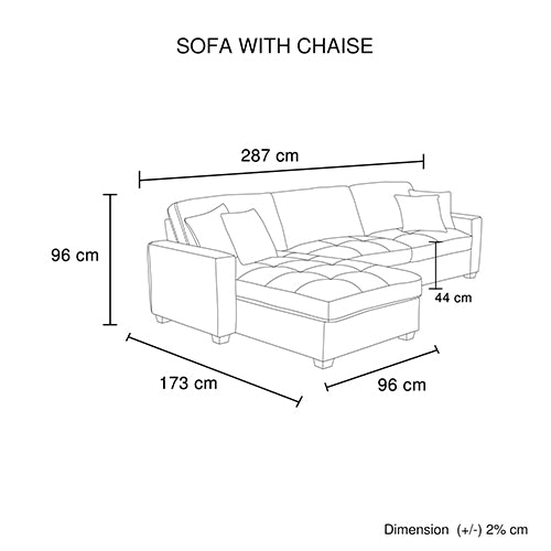 Corner Sofa Chaise – Modern Fabric Lounge with Pocket Springs & Pillows