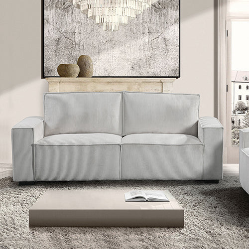 Reno 3 Seater Sofa Beige Colour Fabric Upholstery Wooden Structure Knock Down Feature In Back & Arms Chez Guru