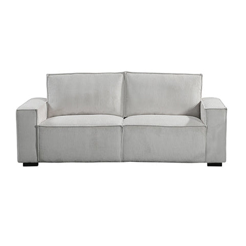 Reno 3 Seater Sofa Beige Colour Fabric Upholstery Wooden Structure Knock Down Feature In Back & Arms Chez Guru
