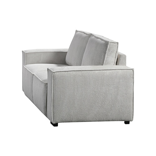 Reno 3 Seater Sofa Beige Colour Fabric Upholstery Wooden Structure Knock Down Feature In Back & Arms Chez Guru
