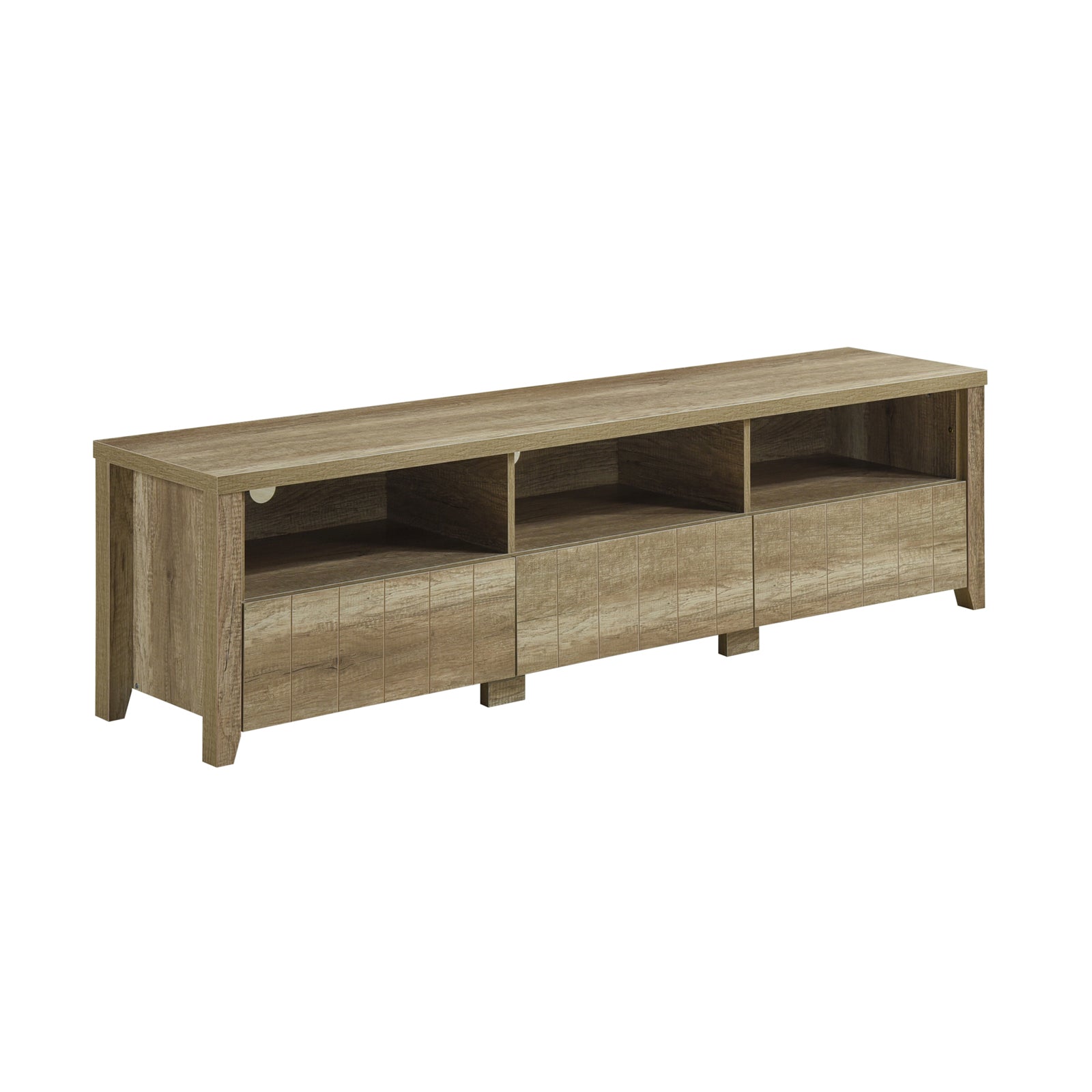TV Cabinet 3 Storage Drawers with Shelf Natural Wood like MDF Entertainment Unit in Oak Colour Chez Guru