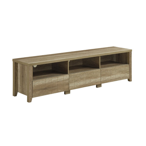 TV Cabinet 3 Storage Drawers with Shelf Natural Wood like MDF Entertainment Unit in Oak Colour Chez Guru