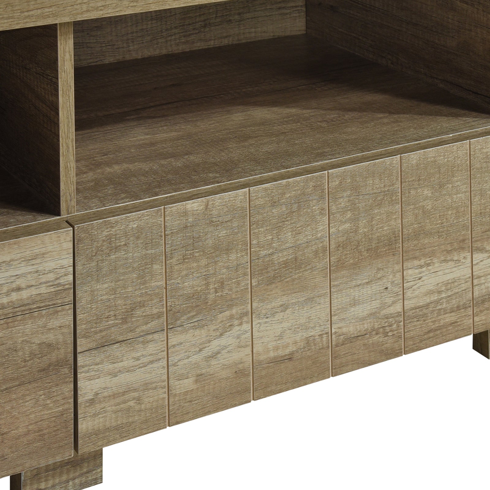 TV Cabinet 3 Storage Drawers with Shelf Natural Wood like MDF Entertainment Unit in Oak Colour Chez Guru