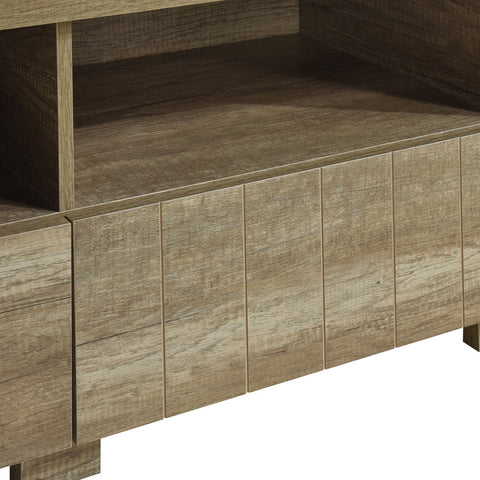 TV Cabinet 3 Storage Drawers with Shelf Natural Wood like MDF Entertainment Unit in Oak Colour Chez Guru
