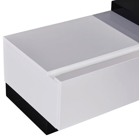 TV Cabinet with 2 Storage Drawers With High Glossy Assembled Entertainment Unit in Black & White colour Chez Guru