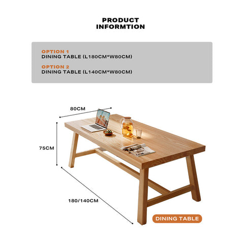 1.4M Solid Wood Dining Table Square Dining Table Dining Table Kitchen Furniture Chez Guru