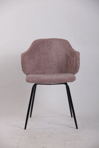 Set of 6 Dining Chairs with Corduroy Cord Fabric in Pink
