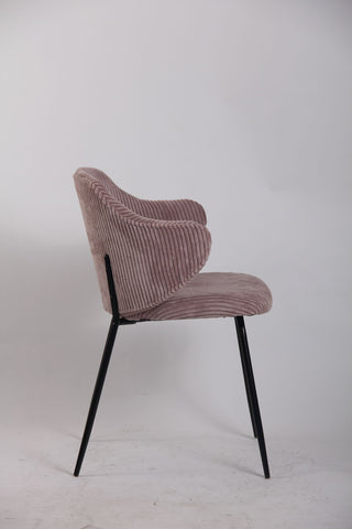 Set of 6 Dining Chairs with Corduroy Cord Fabric in Pink
