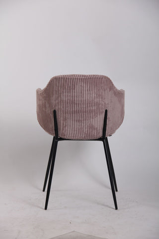Set of 6 Dining Chairs with Corduroy Cord Fabric in Pink