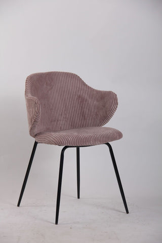 Set of 6 Dining Chairs with Corduroy Cord Fabric in Pink