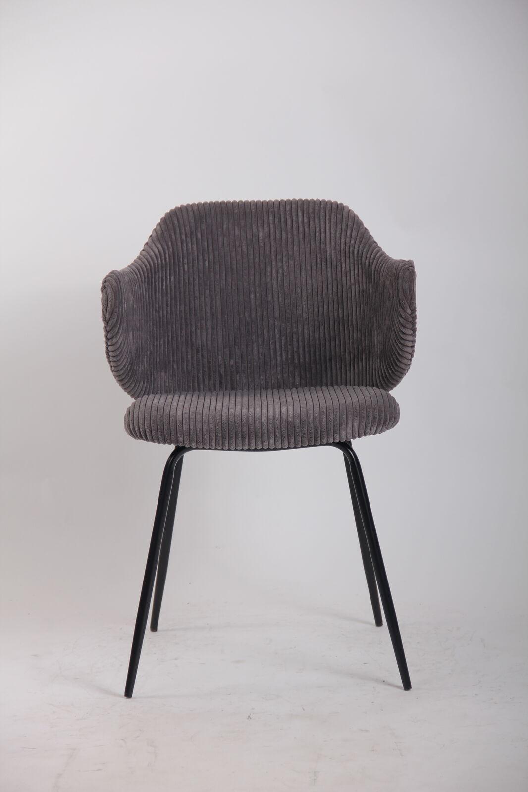 Set of 4 Dining Chairs with Corduroy Cord Fabric in Dark Grey Lincoln Chez Guru