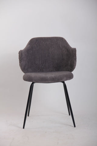 Set of 4 Dining Chairs with Corduroy Cord Fabric in Dark Grey Lincoln Chez Guru