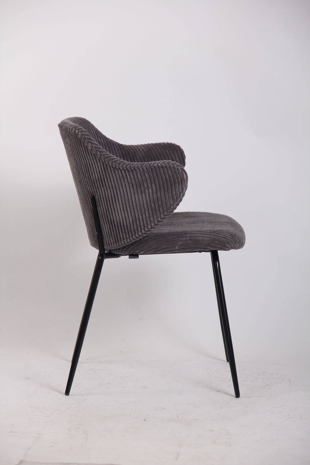 Set of 4 Dining Chairs with Corduroy Cord Fabric in Dark Grey Lincoln Chez Guru