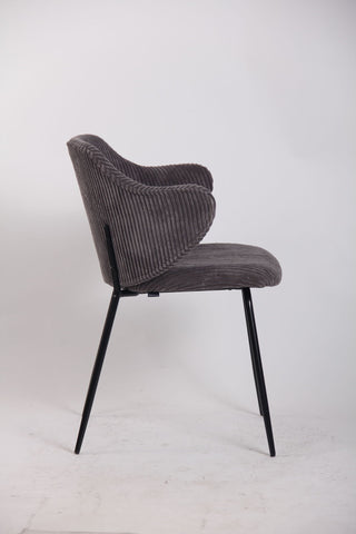 Set of 4 Dining Chairs with Corduroy Cord Fabric in Dark Grey Lincoln Chez Guru
