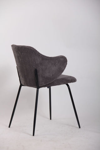 Set of 4 Dining Chairs with Corduroy Cord Fabric in Dark Grey Lincoln Chez Guru
