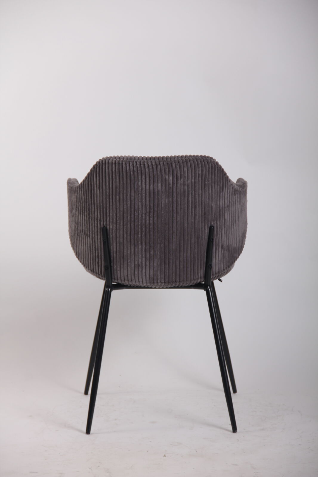 Set of 4 Dining Chairs with Corduroy Cord Fabric in Dark Grey Lincoln Chez Guru