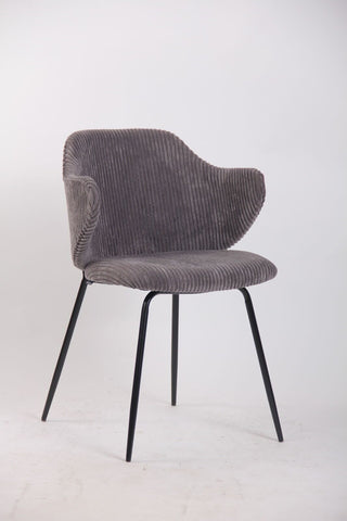 Set of 4 Dining Chairs with Corduroy Cord Fabric in Dark Grey Lincoln Chez Guru