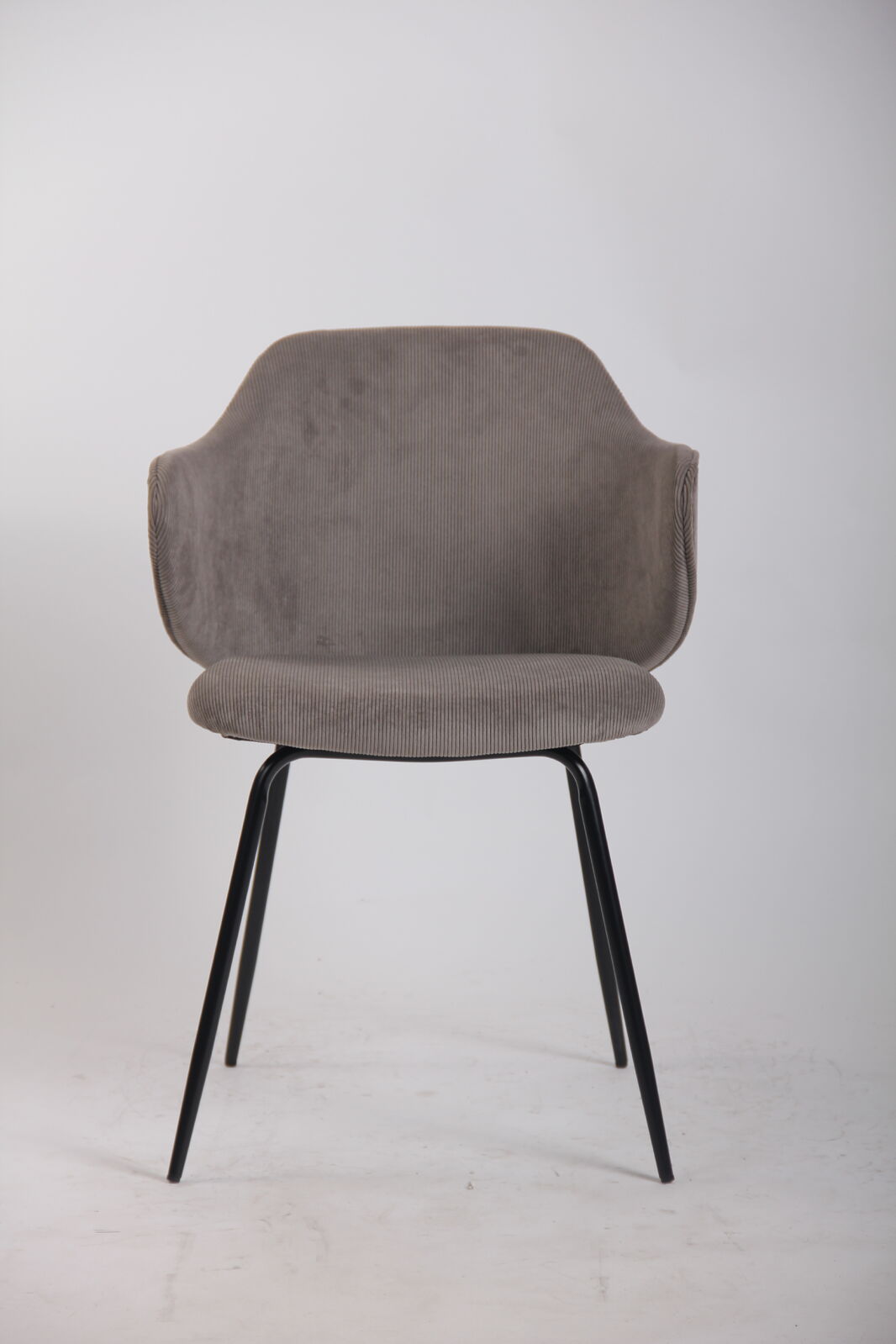 Set of 2 Dining Chairs with Corduroy Cord Fabric in Grey Chez Guru