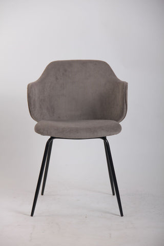 Set of 2 Dining Chairs with Corduroy Cord Fabric in Grey Chez Guru