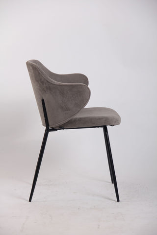 Set of 2 Dining Chairs with Corduroy Cord Fabric in Grey Chez Guru