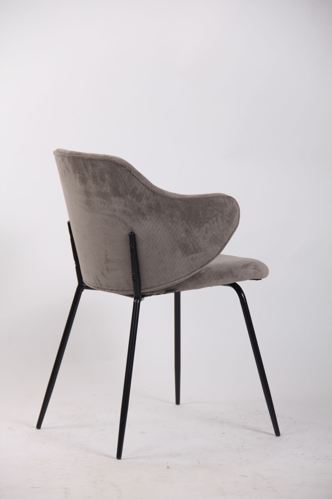 Set of 2 Dining Chairs with Corduroy Cord Fabric in Grey Chez Guru