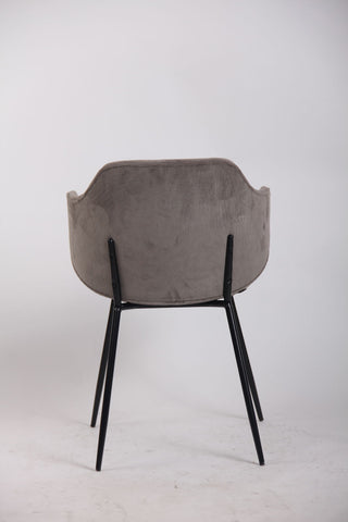 Set of 2 Dining Chairs with Corduroy Cord Fabric in Grey Chez Guru