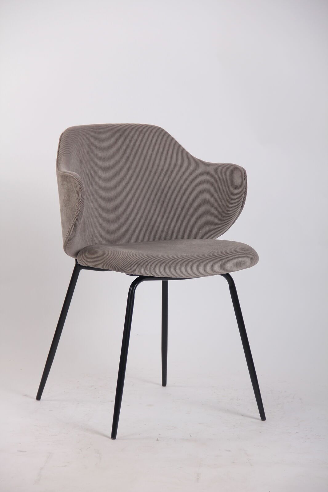 Set of 2 Dining Chairs with Corduroy Cord Fabric in Grey Chez Guru