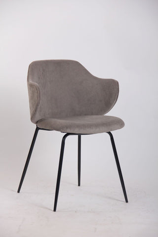 Set of 2 Dining Chairs with Corduroy Cord Fabric in Grey Chez Guru