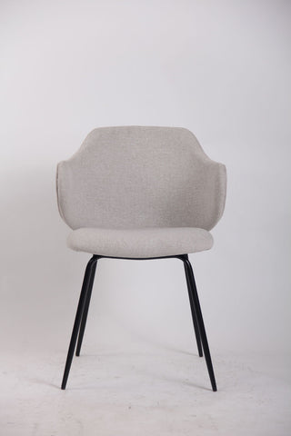 Set of 4 Dining Chairs Fabric with Metal Legs in Ivory Beige Chez Guru