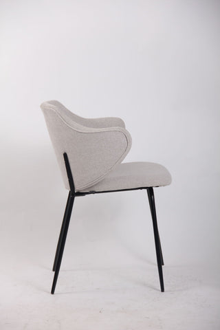 Set of 4 Dining Chairs Fabric with Metal Legs in Ivory Beige Chez Guru