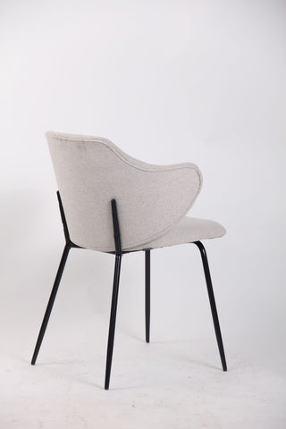 Set of 4 Dining Chairs Fabric with Metal Legs in Ivory Beige Chez Guru