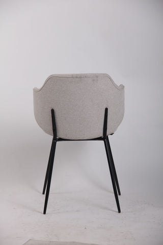 Set of 4 Dining Chairs Fabric with Metal Legs in Ivory Beige Chez Guru