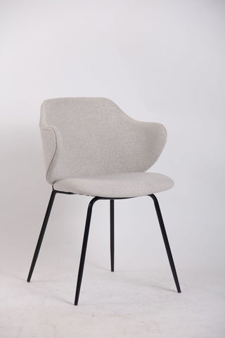 Set of 4 Dining Chairs Fabric with Metal Legs in Ivory Beige Chez Guru