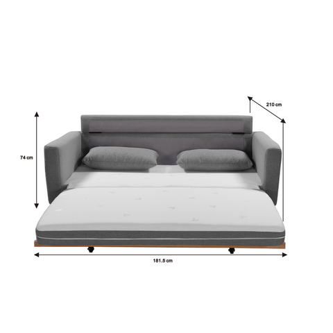 SHASA 2 Seater Pull-out Sofa bed Grey celadon Chez Guru