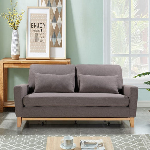SHASA 2 Seater Pull-out Sofa bed Grey taupe Chez Guru