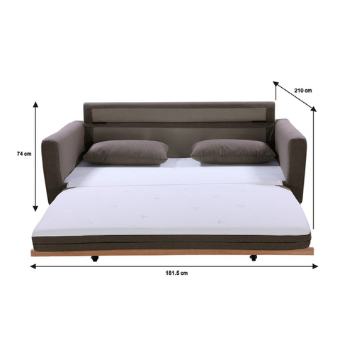 SHASA 2 Seater Pull-out Sofa bed Grey taupe Chez Guru