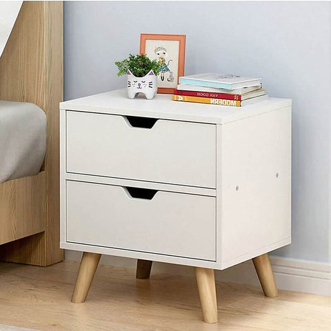 Bedside Tables Drawers Side Table Nightstand White Storage Cabinet Wood Chez Guru