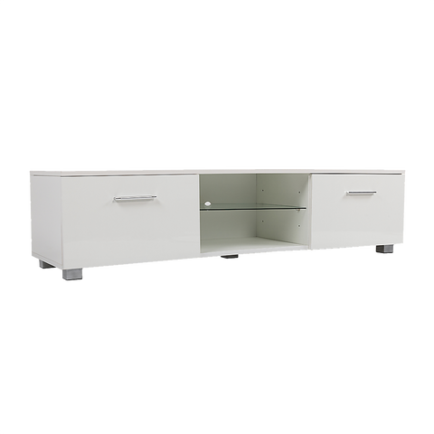 TV Cabinet Entertainment Unit Stand High Gloss Storage Shelf 140cm White