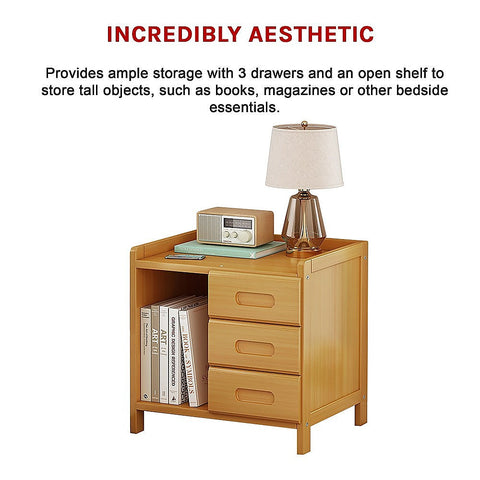 Bamboo Bedside Table Nightstand Storage Bedroom Sofa Side Stand Chez Guru