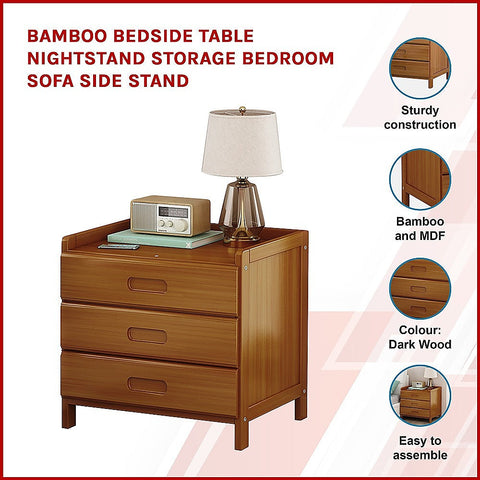 Bamboo Bedside Table Nightstand Storage Bedroom Sofa Side Stand Chez Guru